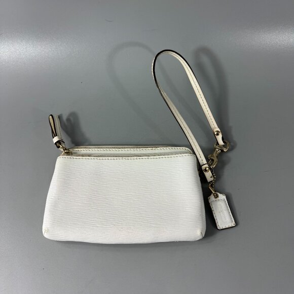 Coach White Leather Wristlet - Picture 1 of 14